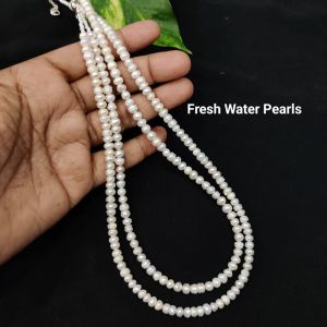 2 Layer Fresh Water Pearl (Button) Shape Necklace