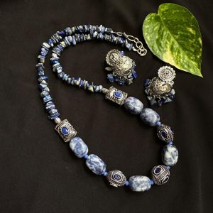 Lapiz Lazuli Quartz Necklace With Victorian Spacers