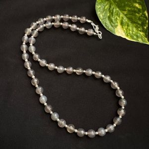 Single Layer Agate Necklace, Grey