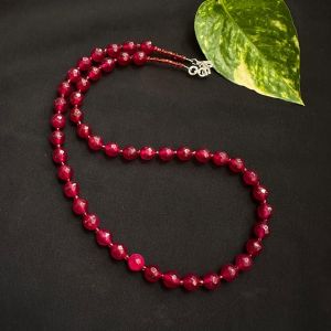Single Layer Agate Necklace, Ruby Pink