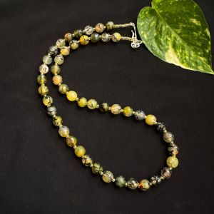 Single Layer Onyx Necklace, Yellow And Black