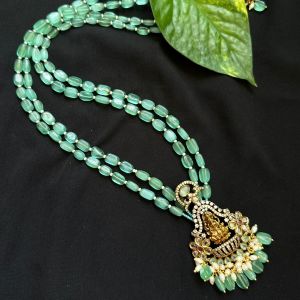 2 Layer Monolisa Beads Necklace With Victorian (Lakshmi) Pendant