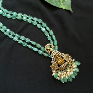 2 Layer Monolisa Beads Necklace With Victorian (Lakshmi) Pendant