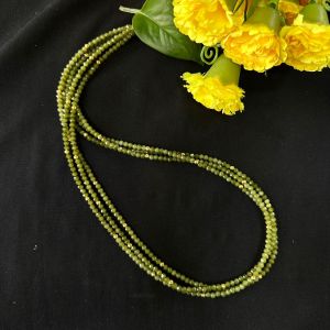 3 Layer Crystal Necklace With Hook, Olive Green
