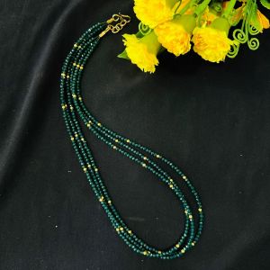 3 Layer Crystal Necklace With Hook, Green