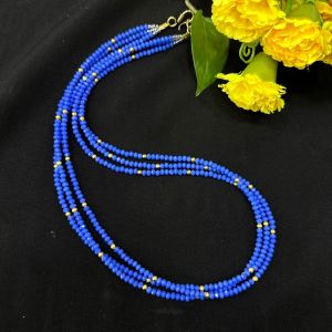 3 Layer Crystal Necklace With Hook, Blue