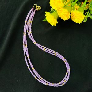 3 Layer Crystal Necklace With Hook, Light Lavender
