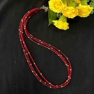 3 Layer Crystal Necklace With Hook, Maroon