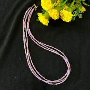 3 Layer Crystal Necklace With Hook, Baby Pink
