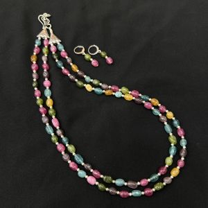 Imitation Multi Tourmaline Necklace, 2 layers