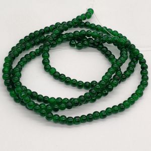 Glass Beads, 4mm, Round, Dark Green