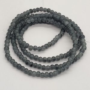 Glass beads, Round, Plain, 4mm, Gray