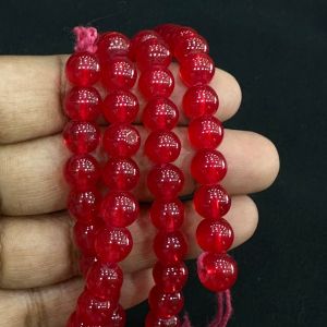 8mm, Glass Beads, Round, Red