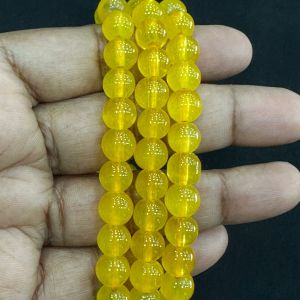 8mm, Glass Beads, Round, Yellow