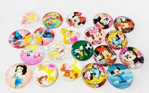 Glass cabochon, Disney Princess (5pcs) Mickey (5pcs), Assorted, Pack of 10 pcs