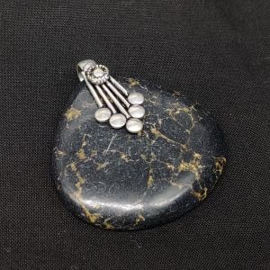  Gemstone Pendant, Teardrop, Black