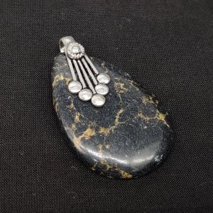  Gemstone Pendant, Teardrop, Black