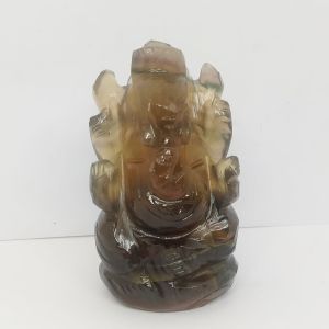 Natural Gemstone Ganesha Statue, Flourite