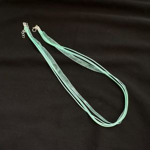 Organza Ribbon Cord, lobster clasp, with 5cm extender chain,Light green