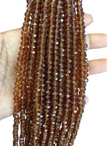 Glass Crystals, Rondelle, 6mm, Honey Brown