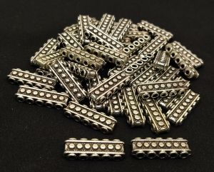 Antique Silver Connector, 5 hole, Bar Shape, Pack of 10 pcs