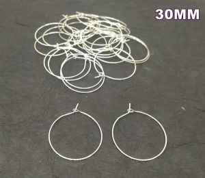 Earring Hoops, Antique silver, 30mm, Sold by a pack of 10 pairs