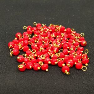 Loreals, Crystals 4mm With Gold Finish, Red, Pack Of 100 Pcs