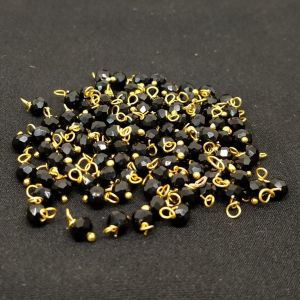 Loreals, Crystals 4mm With Gold Finish, Black, Pack Of 100 Pcs