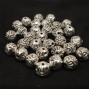 Antique Silver Spacer Beads, Round, Pack Of 5 Pcs