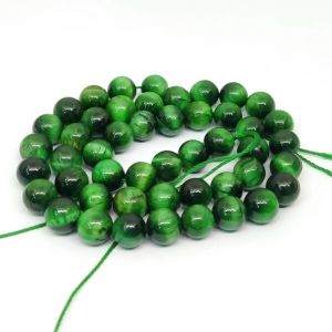 Natural Gemstone Beads, Tiger Eye (Dyed), 8mm Round, Green