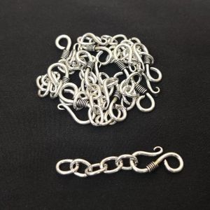 Hook and Eye Clasp, Antique silver, pack of 10 pcs