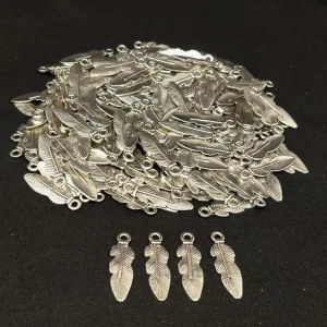 Antique Silver Charms, Leaf, Pack Of 10 Pcs