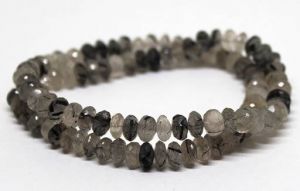Natural Gemstone Beads, Black Rutile Faceted Rondelle Beads