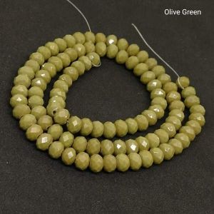 Glass Opaque Crystals, Rondelle, 6mm, Olive Green