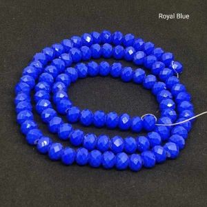 Glass Opaque Crystals, Rondelle, 6mm, Royal Blue