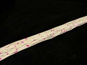 Seed Beads Bunch, Set Of 10 Lines, Cream And Pink