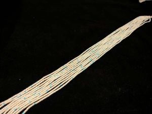 Seed Beads Bunch, Set Of 10 Lines, Cream And Sky Blue