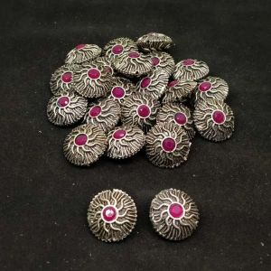 Victorian Beads, Antique Silver, Round, Pink
