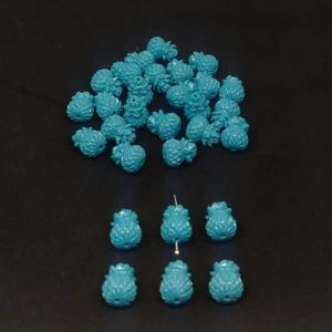 Synthetic Coral Beads, Pineapple, Turquoise Blue, Pack Of 6 Pcs