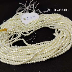 Shell Pearl, 3mm, Round, Yellowish cream