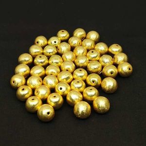 Brushed Beads, Plain round, 12mm, Gold, Pack of 10 pcs