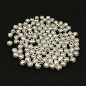 Brushed Beads, Round shape, 8mm, Silver color pack of 10 pieces