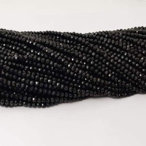 Glass Crystal, Rondelle, 4mm, Black, Pack of 10 lines