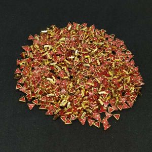 Kundan Stones, 5mm, Triangle, Pack Of 10 Gms, Red