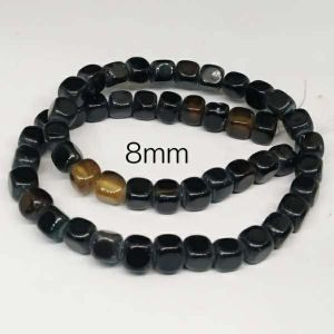 Natural Square Agate Beads, 8mm, Black 