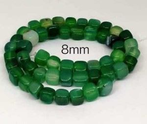 Natural Square Agate Beads, 8mm, Green Shade