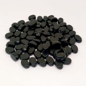 Opaque Oval Glass Beads, Pack Of 50 Pcs, Black