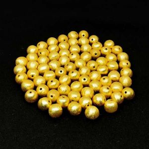 Brushed Beads, Plain round, 10mm, gold, Pack of 10 pcs