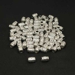 Antique Silver Spacer Beads, (Barrel), Pack Of 25grms