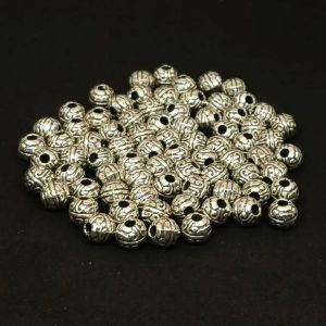 Antique Silver Spacer Beads, (Round), Pack Of 10 Pcs